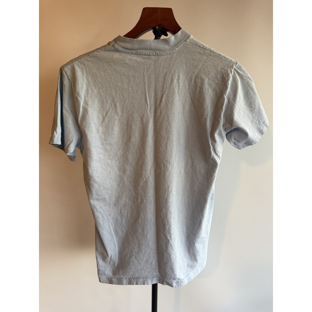 vintage 70s SKIING DOWNHILL RACER GARY PATTERSON CARTOON COTTON t-shirt Size S - Picture 7 of 8
